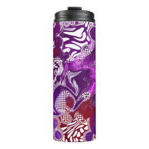 Paarse rode wervelkolom, marmer fluid Art Thermosbeker