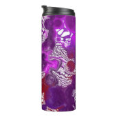 Paarse rode wervelkolom, marmer fluid Art Thermosbeker (Geroteerd rechts)