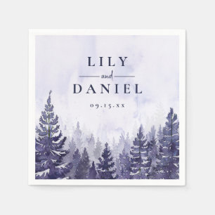 Paarse roestige dennenboom bos bruiloft servet