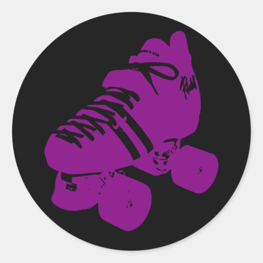 Paarse Roller Derby Schaats Sticker (Voorkant)