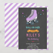 Paarse Roller skate feest uitnodiging (Voorkant / Achterkant)