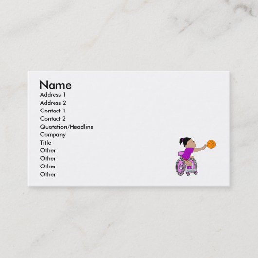 Paarse rolstoel basketbal visitekaartje (Voorkant)