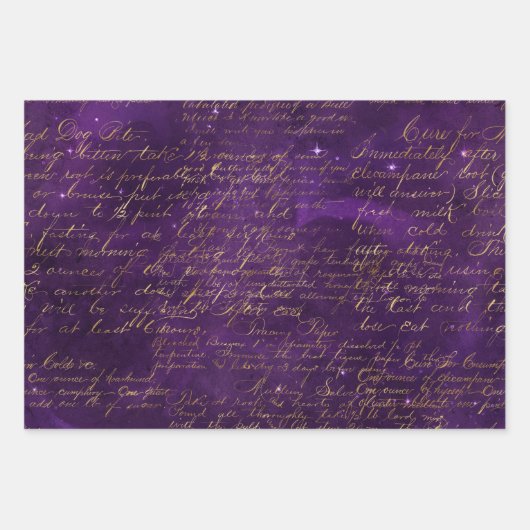 Paarse Romantische Gothische Witch en Rozen Inpakpapier Vel (Voorkant 3)