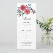 Paarse romantische Waterverf Floral Wedding Menu (Staand voorkant)
