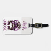 Paarse rommelige Bun Mama Vrouw Baas Bagagelabel (Voorkant horizontaal)