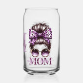 Paarse rommelige Bun Mama Vrouw Baas Blikvorm Glas (Achterkant)