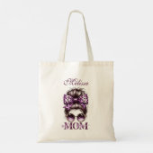 Paarse rommelige Bun Mama Vrouw Baas Tote Bag (Achterkant)