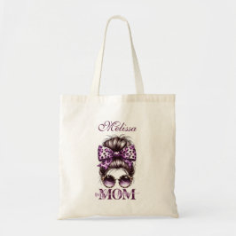 Paarse rommelige Bun Mama Vrouw Baas Tote Bag