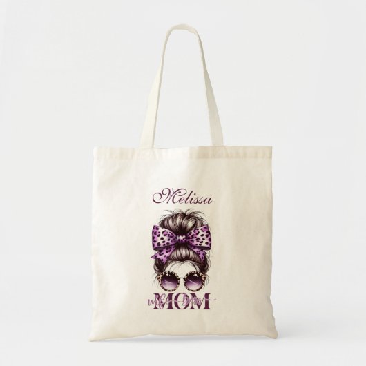Paarse rommelige Bun Mama Vrouw Baas Tote Bag (Voorkant)