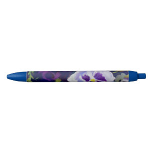 Paarse Rood-Violet Blauw Geel Sinaasappel Pansy Fl Zwarte Inkt Pen