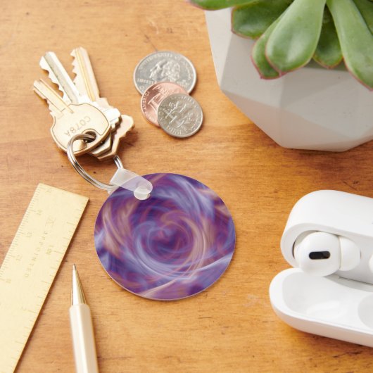 Paarse Rooke Basic Round Button Sleutelhanger (Bureau)