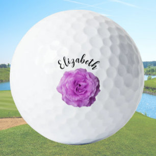 paarse roos bloem aangepaste naam dames golfballen