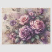  Paarse Roos & Botanische Collage Decoupage Tissuepapier (Voorkant)