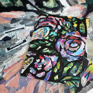 Paarse Roos collage Briefkaart