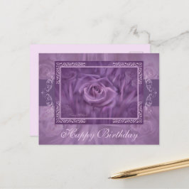 Paarse Roos en Kant Postkaart
