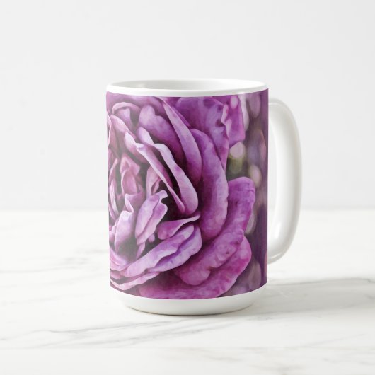 Paarse Roos Flower Art Mok Cup (Voorkant rechts)