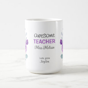 Paarse Roos Geweldige Leraar Gift Beste Leraar Koffiemok