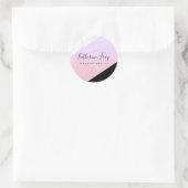 Paarse roos gouden glans witte zwarte marmeren mak ronde sticker (Tas)