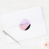 Paarse roos gouden glans witte zwarte marmeren mak ronde sticker (Envelop)