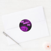 Paarse Roos Happy Moederdag design Ronde Sticker (Envelop)