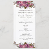 Paarse roos koraal roze bloemenbruiloft ceremonie programma (Voorkant / Achterkant)