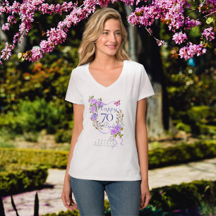 Paarse Roos Lint 70ste Verjaardag T-shirt