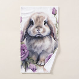 Paarse Roos Lop Bunny Rabbit Handdoek