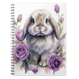 Paarse Roos Lop Bunny Rabbit Notitieboek