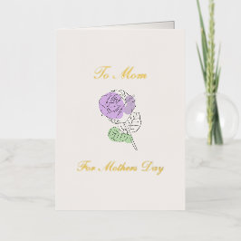 Paarse Roos Moederdag Folie Wenskaart