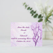 Paarse Roos Save the Date Briefkaart (Staand voorkant)