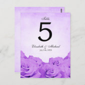  Paarse Roos Trouwtafel Nummer Briefkaart (Voorkant / Achterkant)