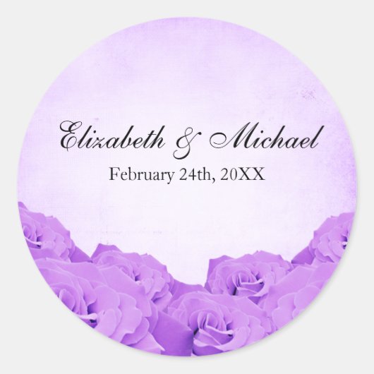 Paarse Roos Wedding Favor Label (Voorkant)