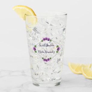 Paarse Roos Zilver Geometrisch Sweet 16 Glas