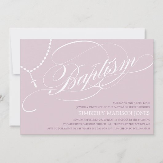 PAARSE ROSARY BEADS | BAPTISME-INVITATIE KAART (Voorkant)