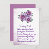 Paarse Rose Boeket Bruiloft Wishing Well Kaarten (Voorkant / Achterkant)