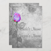  Paarse Rosebud Wedding Kaart (Voorkant / Achterkant)