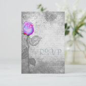  Paarse Rosebud Wedding RSVP Kaartje (Staand voorkant)