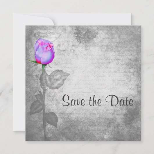 Paarse Rosebud Wedding Save The Date (Voorkant)