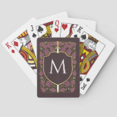 Paarse Royal Medieval Sword & Shield Monogram Pokerkaarten (Achterkant)