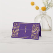 Paarse Royal Medieval Sword Weddenschap Place Card (Achterkant)
