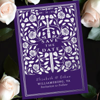Paarse Royal Medieval Sword Wedding Save the Date
