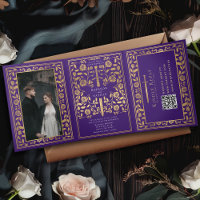 Paarse Royal middeleeuws zwaard bruiloft QR-code