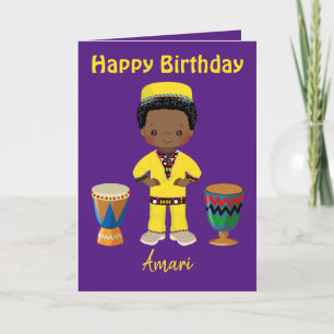 Paarse Royalty African Birthday Greetings voor hem Feestdagen Kaart