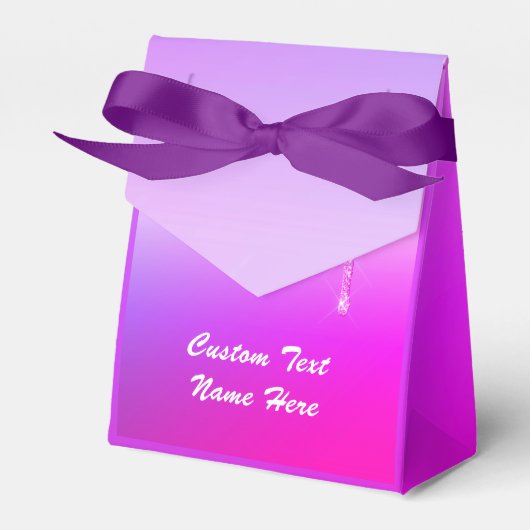 Paarse Roze Aangepaste Tekst Naam Favor Box Cadeau Bedankdoosjes (Voorkant Zijde)