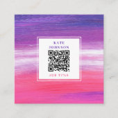 Paarse roze Abstracte QR-code Sociale media Vierkante Visitekaartje (Voorkant)