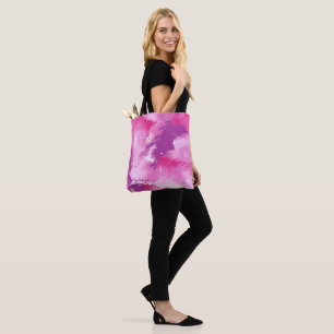 Paarse roze Abstracte Waterverf Ontwerp Draagtas