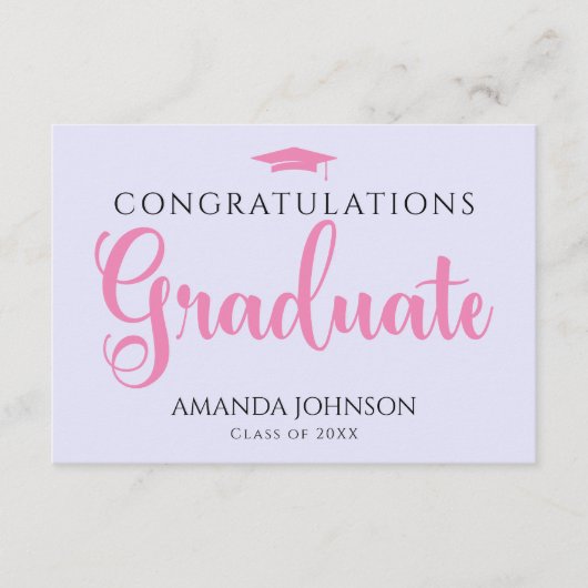 Paarse Roze Afstuderen Woorden van Wijsheid Afstud Informatiekaartje (Voorkant)