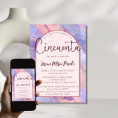 Paarse Roze Agaat Spaans 50ste verjaardag voor haa Kaart