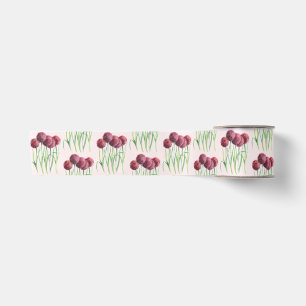 Paarse Roze Alliums Bloem Watercolor Illustratie Lint