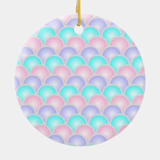paarse roze aqua blue pastel mermaid scales keramisch ornament (Achterkant)